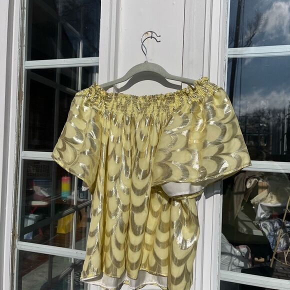 Anthropologie Delfi Collective Silk Metallic Blouse NWT - Picture 7 of 11